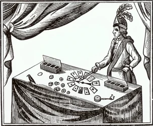 Lane, taikuri, joka esiintyi Bartholomew-messuilla 1700-luvun lopulla